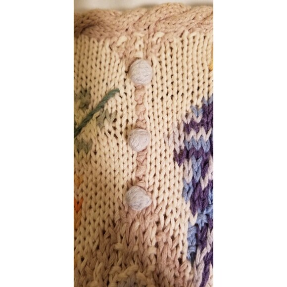 Women's Vintage Sweater Jennifer Redd Knitted by Hand Size Large Bohemian Floral - Picture 3 of 6